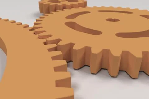 Set of orange gears and cogs on white background Stock Illustration