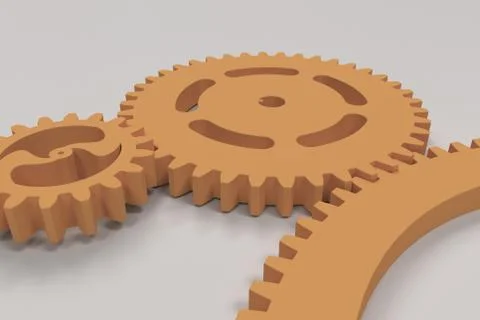Set of orange gears and cogs on white background Stock Illustration