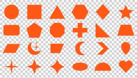 Set of orange geometric shapes and basic icons for graphic design . Stockillustratie