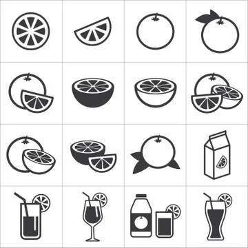 Set of orange icon Stock Illustration