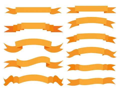 Set of orange ribbons Stock Illustration