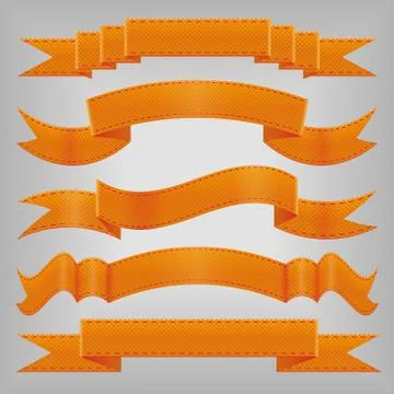 Set of orange ribbons Stock Illustration