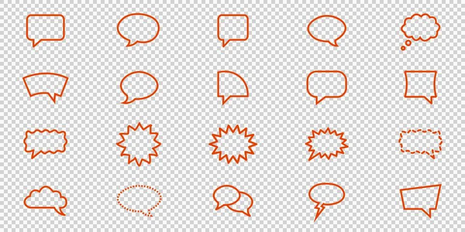 Set of orange speech bubbles and comic thought balloons for chat . Stock-Illustration