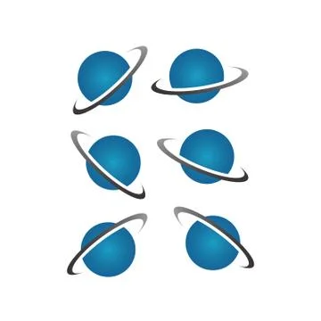 Set of orbit planet logo tech design satellite web rings concept Vector illus Stock Illustration