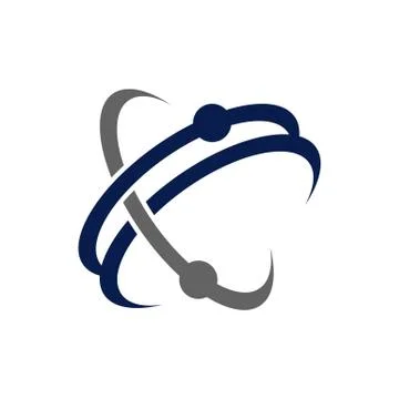 Set of orbit planet logo tech design satellite web rings concept Vector illus Stock Illustration