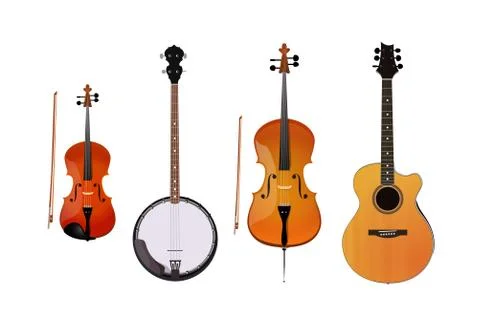 Set of orchestra and folk instruments Stock Illustration