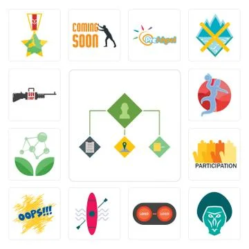 Set of order management, baboon, convert, kayak, oops, participation, antioxi Illustrazione stock gratuita
