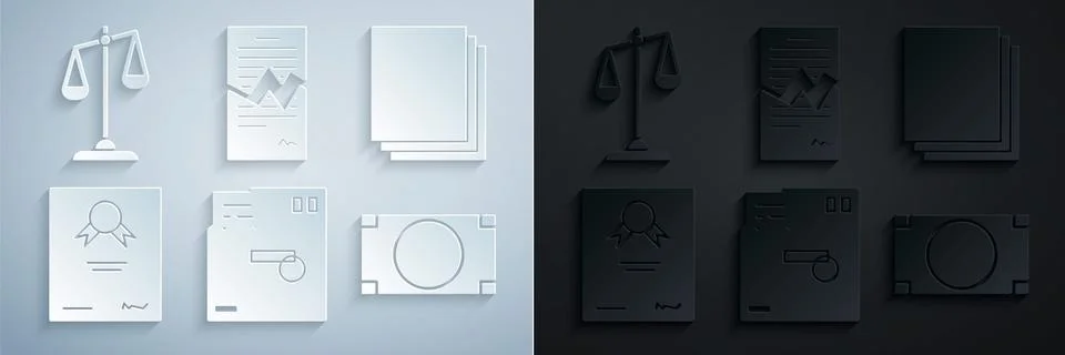 Set Ordered envelope, Clean paper, Certificate template, Stacks money cash, Torn Stock Illustration