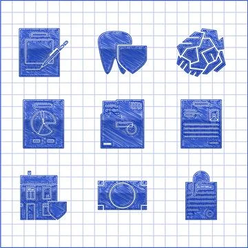 Set Ordered envelope, Stacks paper money cash, File document and clip, Personal Stock Illustration