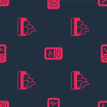 Set Ore mining and Seismograph on seamless pattern. Vector Stock Illustration