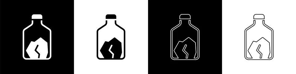 Set Ore mining icon isolated on black and white background.  Vector Illustrazione stock