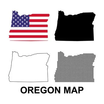 Set of Oregon map, united states of america. Flat concept symbol vector illus Stock Illustration