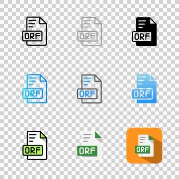 Set of orf document format icons with informative text labels Stock Illustration
