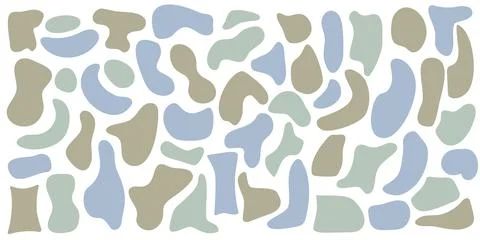 Set of organic irregular blob shapes. Blue random deform Stock Illustration