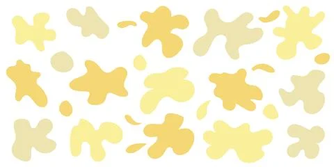 Set of organic irregular blob shapes. Yellow random deform 库存插图