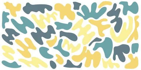 Set of organic irregular blob shapes. Yellow random deform Stock Illustration