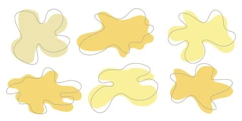 Set of organic irregular blob shapes with stroke line Stock Illustration