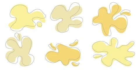 Set of organic irregular blob shapes with stroke line Stock Illustration