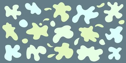Set of organic irregular green blob shapes. Random deform Stock Illustration