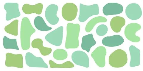 Set of organic irregular green blob shapes. Random deform Stock Illustration