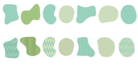 Set of organic irregular green blob shapes with chevron Stock Illustration