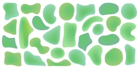 Set of organic irregular mesh green gradient blob shapes Stock Illustration