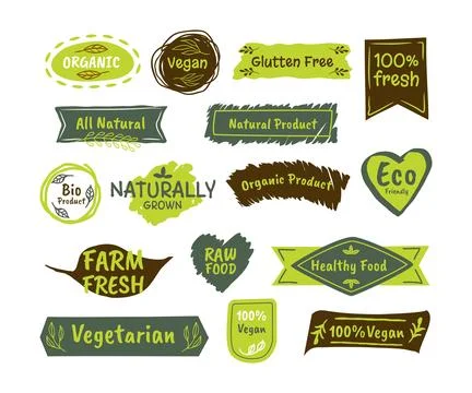 Set of organic label set collection, organic icon, labeled organic, vegan, .. Stock-Illustration