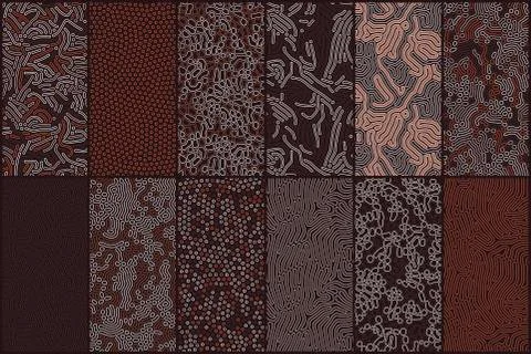 Set of organic seamless patterns with rounded lines, drips. Diffusion reaction Stock Illustration