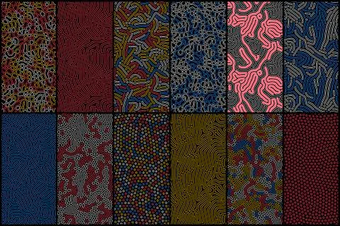 Set of organic seamless patterns with rounded lines, drips. Diffusion reaction Stock Illustration