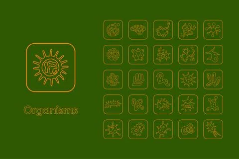 Set of organisms simple icons Stock Illustration