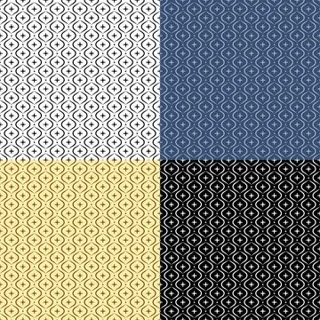 Set of oriental geometric SEAMLESS patterns with diamonds and dots. Ornates f Stock Illustration