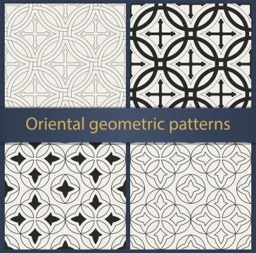 Set of oriental geometrical seamless patterns. Stock Illustration