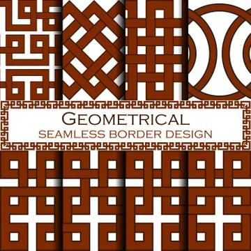 Set of Oriental seamless borders Stock Illustration