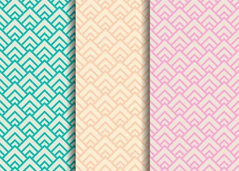 Set of oriental seamless geometric patterns Stock Illustration
