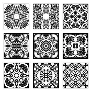 Set of oriental vector damask. Stock Illustration