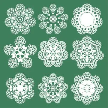Set of Oriental vector pattern with arabesque and floral elements. Traditiona Stock Illustration