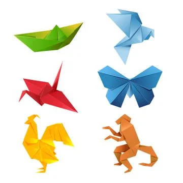 Set of origami animals Stock Illustration