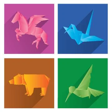 Set Of Origami Effects Stock Illustration