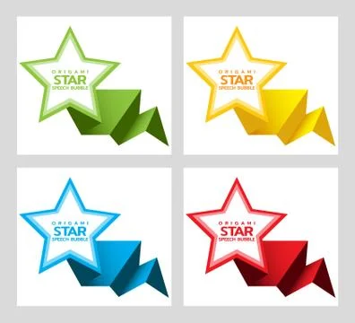 Set of origami star speech bubble for design of advertisement label, sticker Stock-Illustration