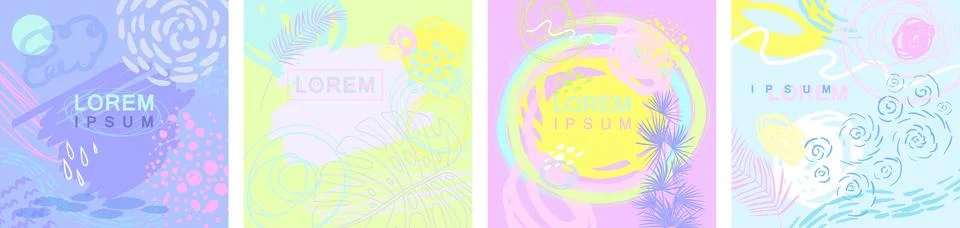 Set of original abstract cards for posts and advertisements in social networks Stock Illustration