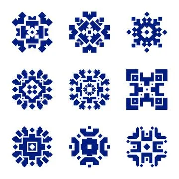 Set of original snowflakes. 스톡 일러스트