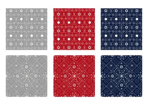 Set of Ornamental Christmas patterns. Vector illustration Stock Illustration