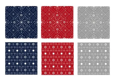 Set of Ornamental Christmas patterns. Vector illustration Stock Illustration