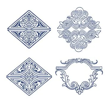 Set of ornamental elements for design in vintage stile Stock Illustration