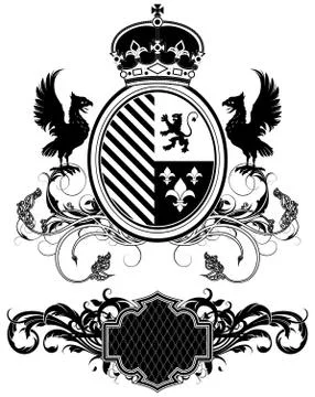 Set of ornamental heraldic elements Stock Illustration