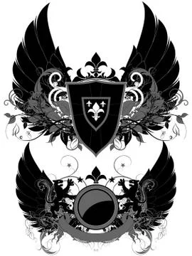 Set of ornamental heraldic shields Ilustração Stock