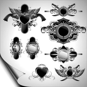 Set of ornamental labels Illustrazione stock