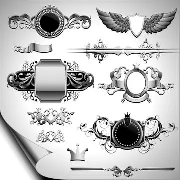 Set of ornamental labels Illustrazione stock