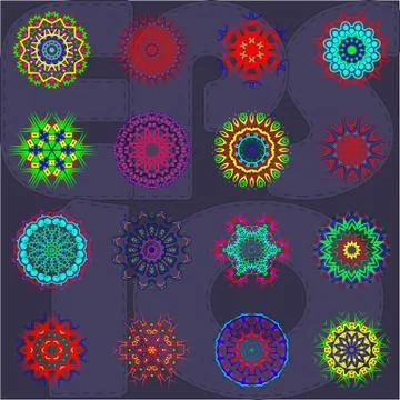 Set ornamental round lace pattern, circle background 스톡 일러스트