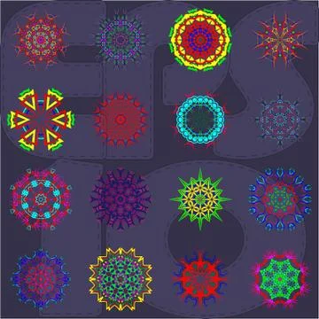 Set ornamental round lace pattern, circle background Stock Illustration